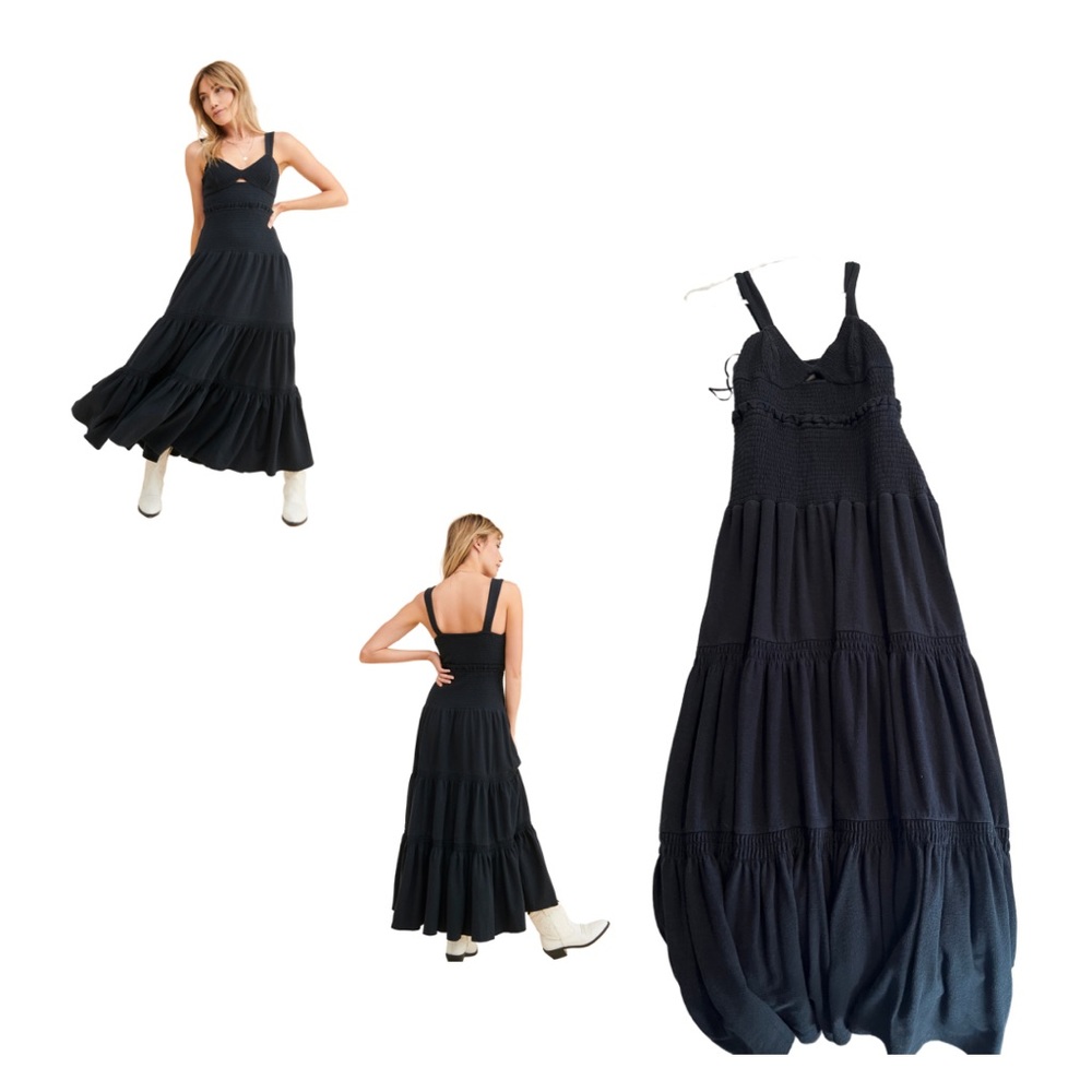 Anthropologie Ruched Tiered Maxi Dress, Size S